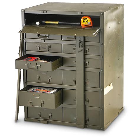 army style metal storage box|military surplus storage box.